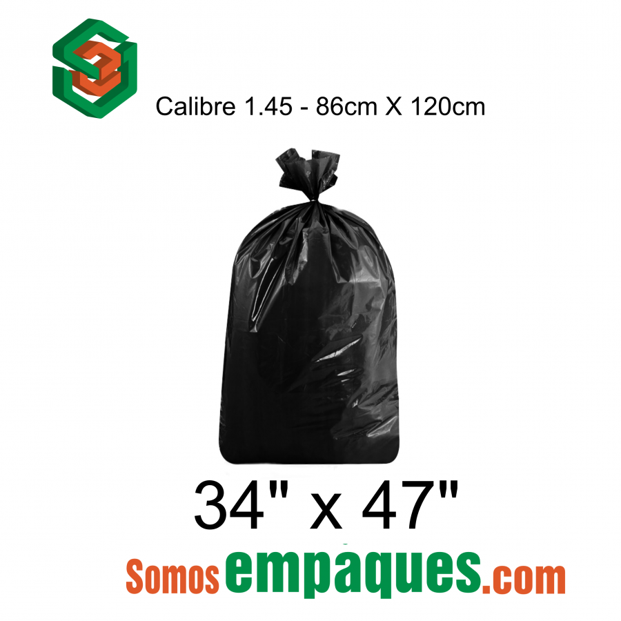 Bolsa Basura Jumbo Negra 32x45 - 81x112 Cm - Calibre 1.2