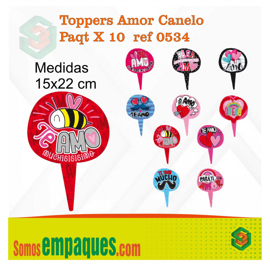 Toppers Amor Canelo Paqt X 10