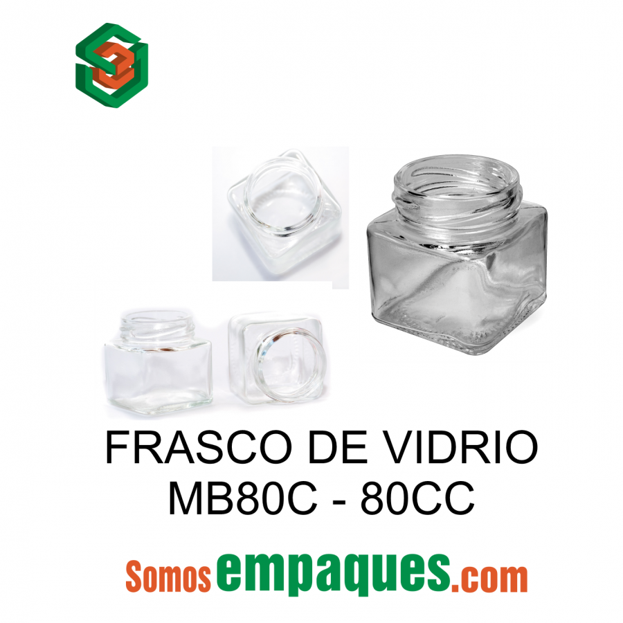 Envase de vidrio 80 c.c. con Tapa Metálica