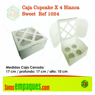 Caja Cupcake X 4 Blanca Sweet