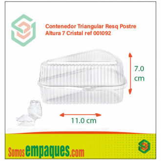 Contenedor Triangular Resq Postre Altura 7 Cristal