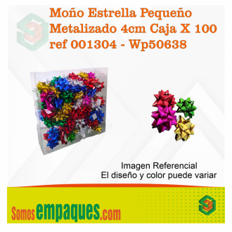 Moño Estrella Pequeño Metalizado 4cm Caja X 100