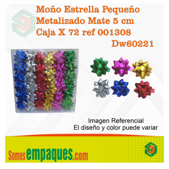 Moño Estrella Pequeño Metalizado Mate 5cm Caja X 72 Und