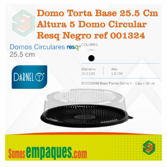 Domo Torta Base 25.5 Cm Altura 5 Domo Circular Resq Negro