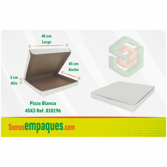 Caja Pizza 45x3 Blanca-kraft