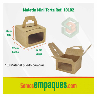 Caja Mini Torta Maletin Con Ventana