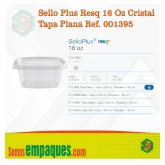 Sello Plus Resq 16 Oz Cristal Tapa Plana