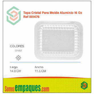 Tapa Cristal Para Molde Aluminio 16 Oz