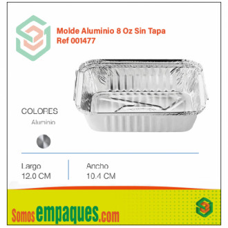 Molde Aluminio 8 Oz  Sin Tapa