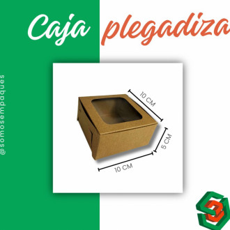 Caja 10x10x5 Con Ventana Kraft