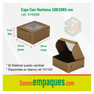 Caja 10x10x5 Con Ventana Kraft