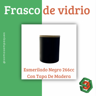 Frasco Vidrio  Mb266 Esmerilado Negro 266cc Con Tapa De Madera
