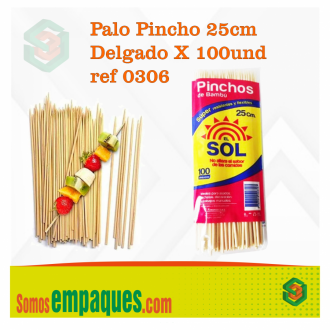 Palo Pincho 25cm Delgado X 100und