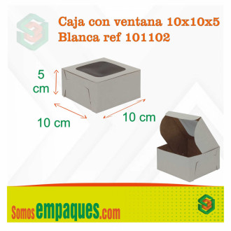 Caja 10x10x5 Con Ventana Blanca