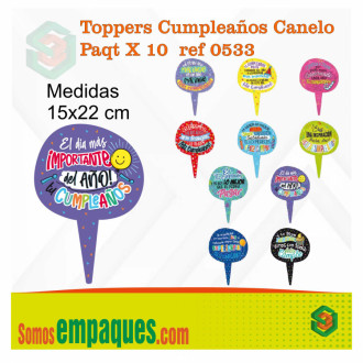Toppers Cumpleaños Canelo Paqt X 10