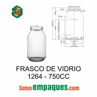 FRASCO VIDRIO CONSERVERO C/ TAPA DORADA (53 MM) 200 CC - Sansei