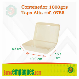 Contenedor Tapa Alta 1000gr Paq X 10 Und