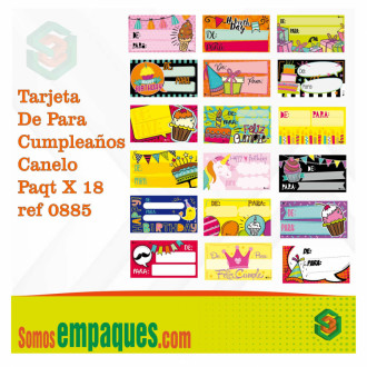 Tarjeta De Para Cumpelaños / Feliz Dia Canelo Paqt X 18 Tarjeta De Para Cumpelaños / Feliz Dia Canelo Paqt X 18