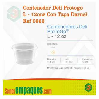Contenedor Deli Protogo L - 12onz Con Tapa Darnel X 25 Unds