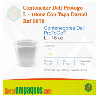 Contenedor Deli Protogo L - 16onz Con Tapa Darnel